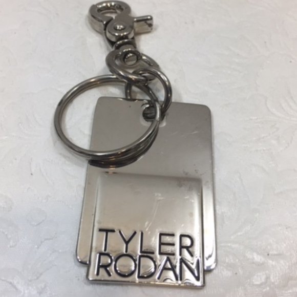 Tyler Rodan Logo Silver Toned Keychain Purse Charm 2.5"x1.5" - Picture 2 of 6